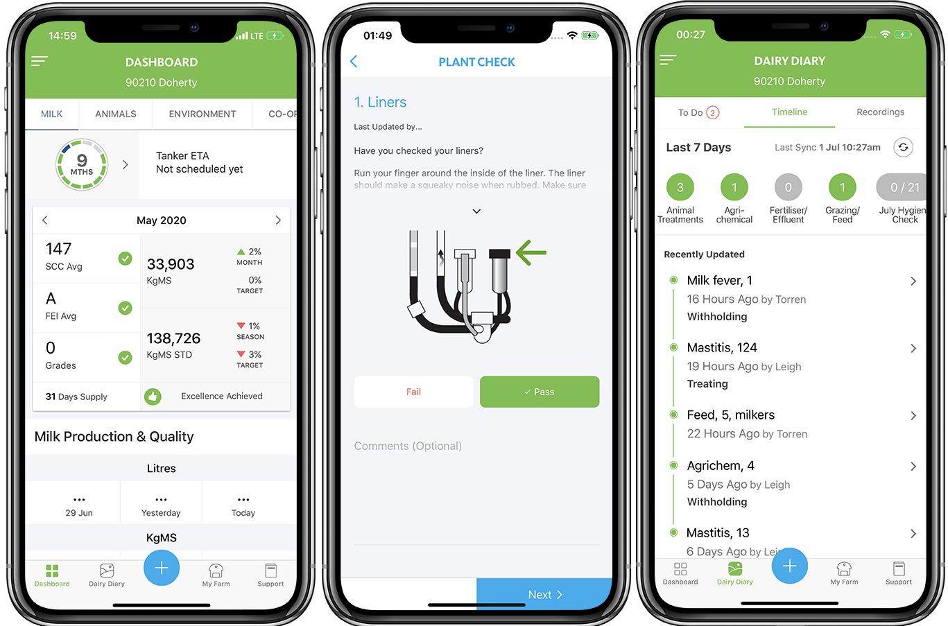 Mobile application screenshots